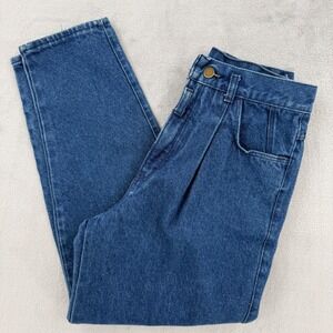 Vintage Props High Waisted Pleated Tapered Jeans Medium Wash Blue Denim 10P USA